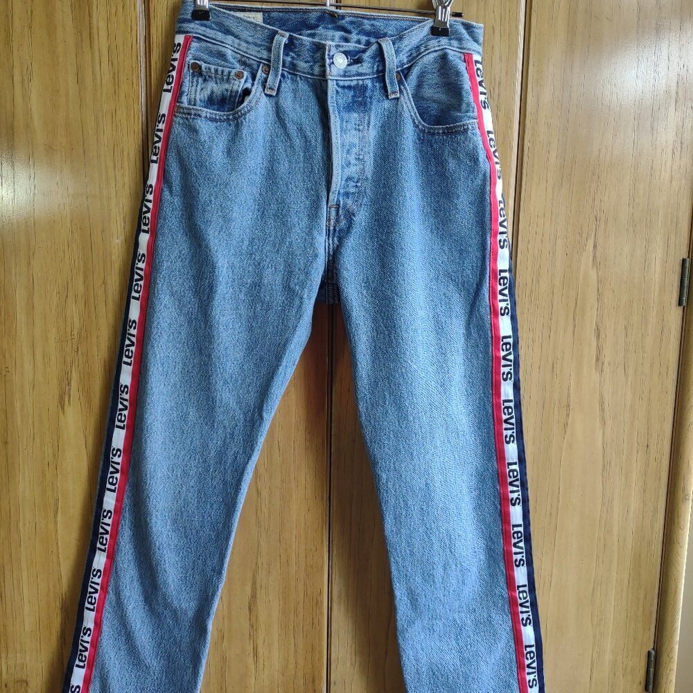 Levi's Blue Straight Leg Jeans with Sporty Red Stripe